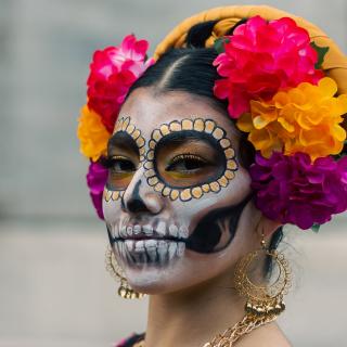 Woman with skull make-up