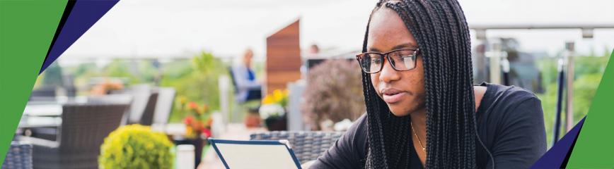 woman looking at menu