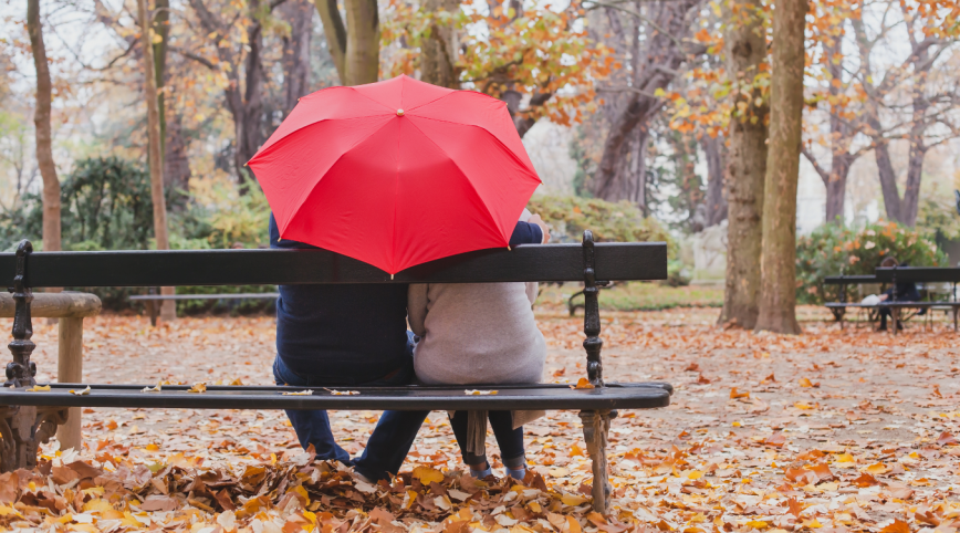 English weather couple umbrella