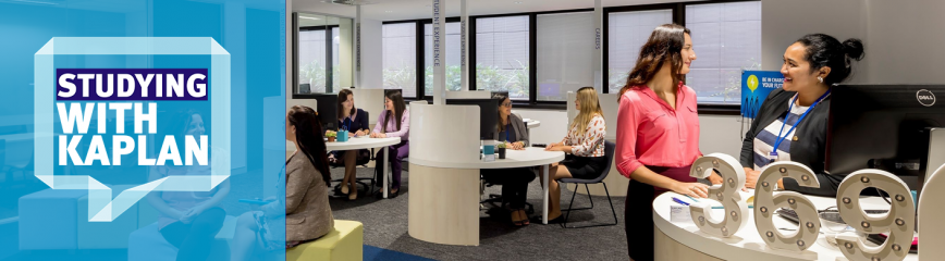 students at reception desk