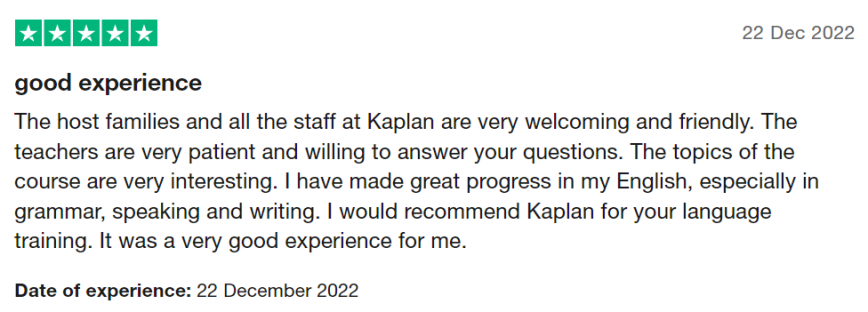 Kaplan trustpilot review
