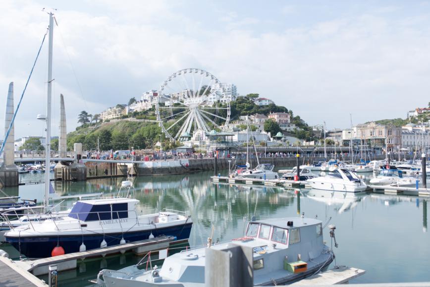 The beautiful harbor is a central feature of Torquay.