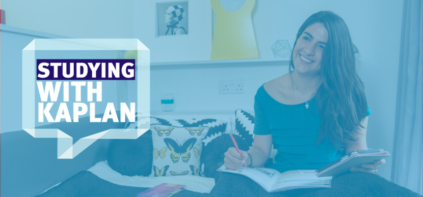 student studying in her bedroom at a residence