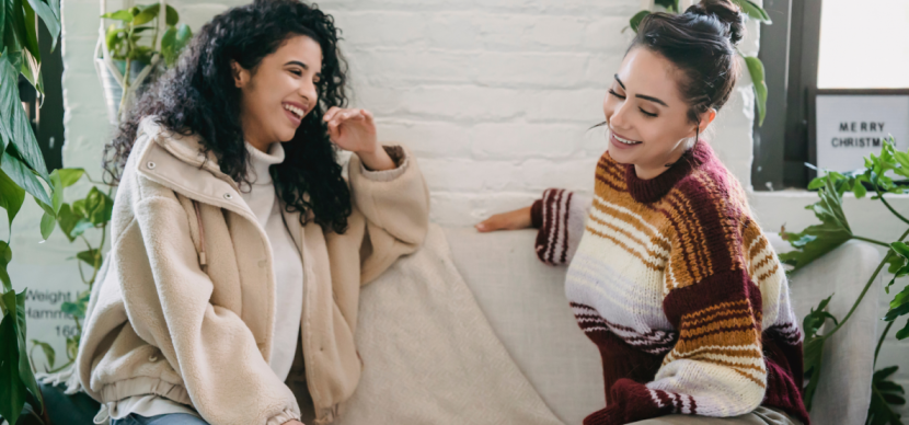 Two girls talking