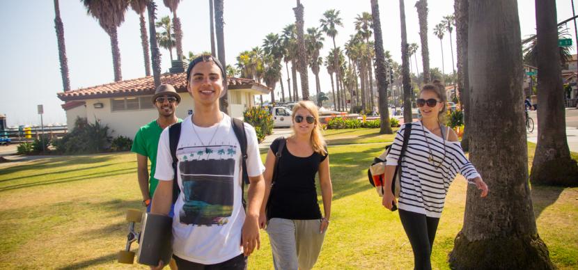 students walking around santa barbara