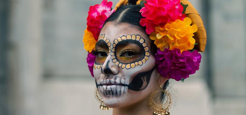Woman with skull make-up