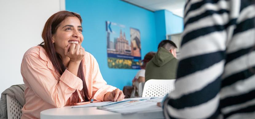 two persons talking in a kaplan class