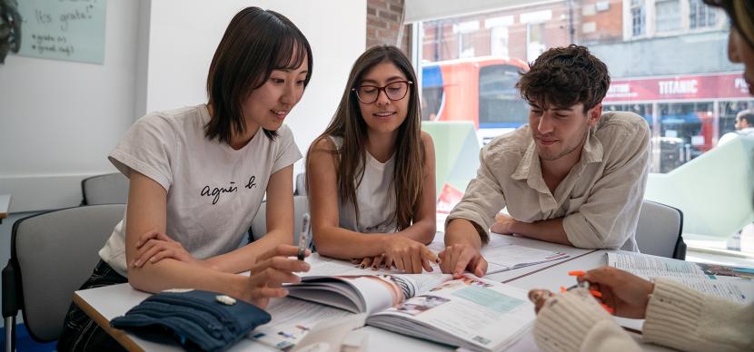 students working together in a classroom