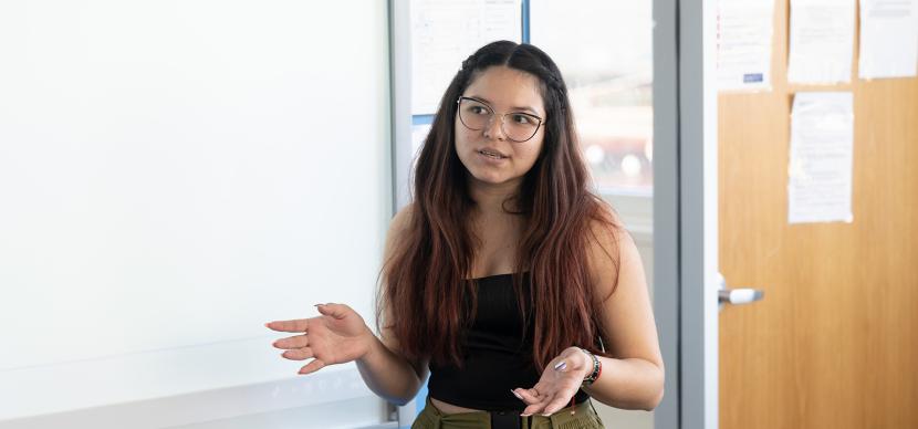 student in a classroom