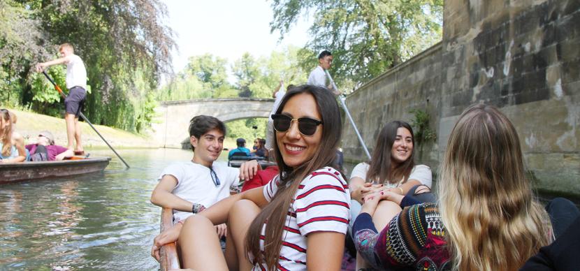 students on a cambridge canal