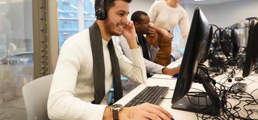 student working on a computer