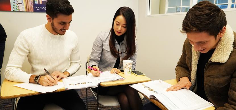 students studying in a classroom