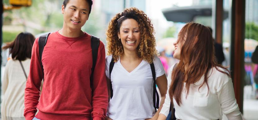 students walking together in the streets