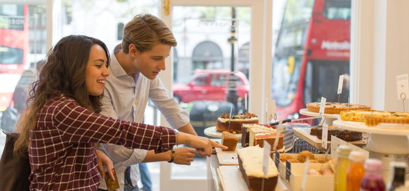 student choosing meals at a restaurant in london