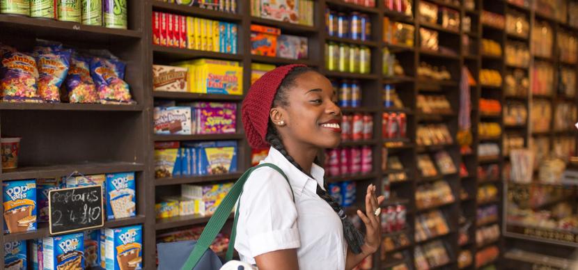 student in a shop in USA