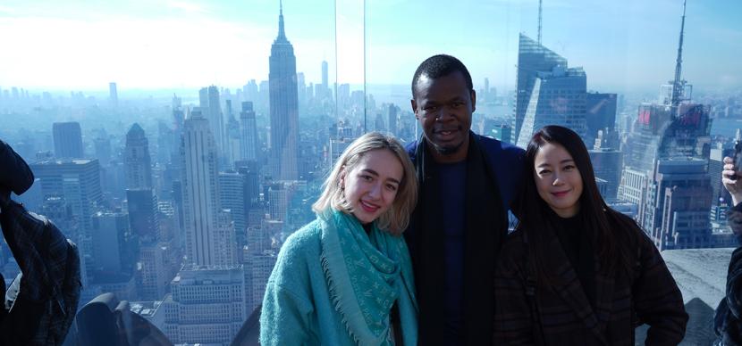 3 students in a skyscrapper in new york