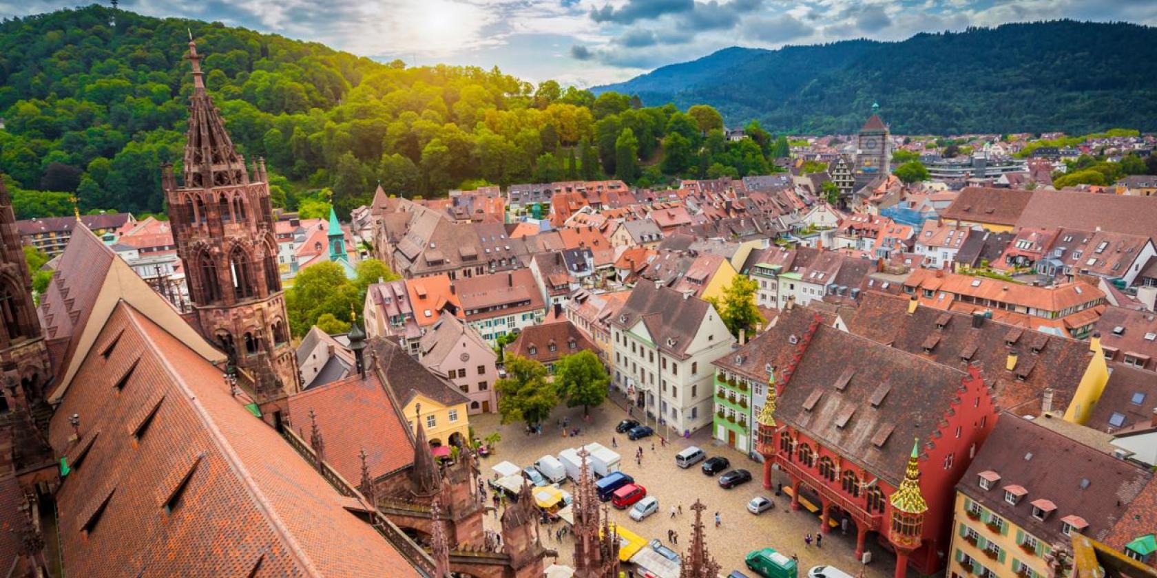 Freiburg, Almanya — Kaplan Freiburg kampüsü ve şehir kareleri 2/8