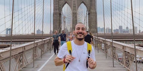 Guy on bridge in NYC