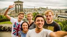 students smiling in edinburgh