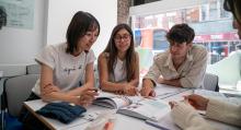 students working together in a classroom