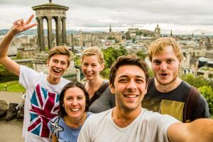 students smiling in edinburgh