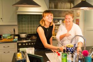 girl cooking with a host