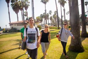 students walking around santa barbara