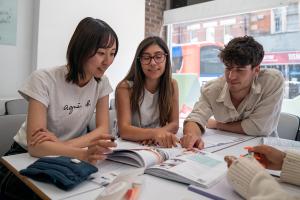 students working together in a classroom