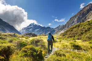 Camper in New Zealand mountain