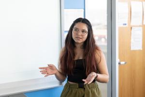 student in a classroom