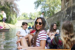 students on a cambridge canal