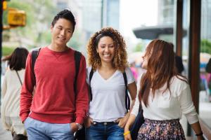 students walking together in the streets