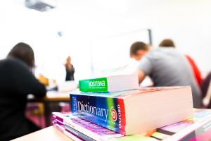 course books on a table