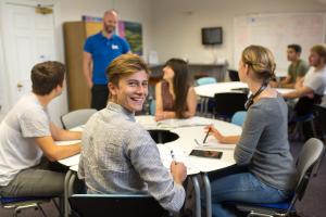 students looking at camera