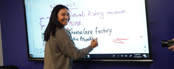 student doing a presentation