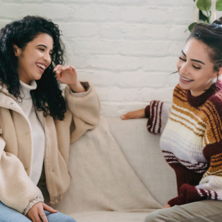 Two girls talking