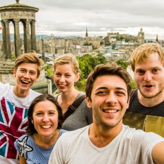 students smiling in edinburgh