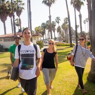 students walking around santa barbara