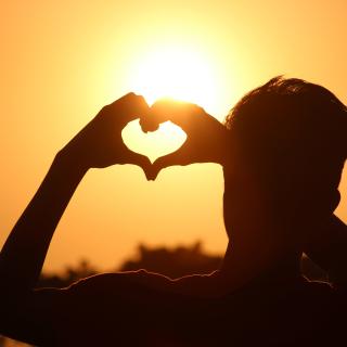 person doing a heart with his hands