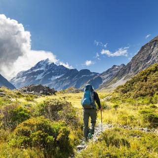 Camper in New Zealand mountain