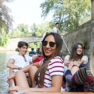 students on a cambridge canal