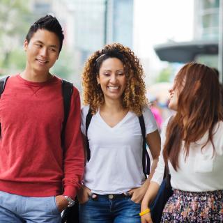 students walking together in the streets