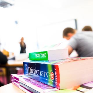 course books on a table