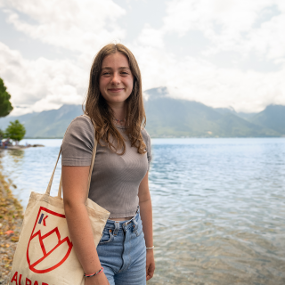 students in front of lake in montreux