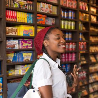 student in a shop in USA