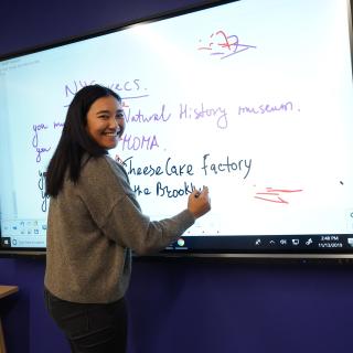 student doing a presentation